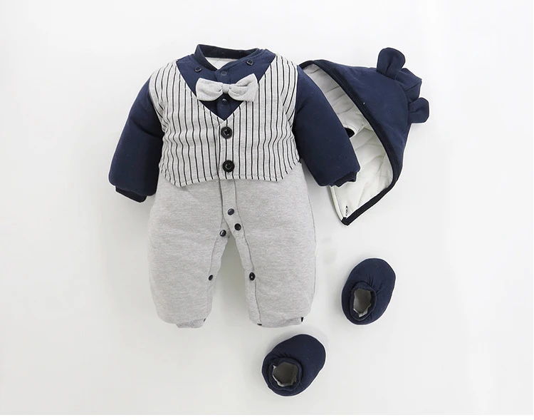 
Newborn Baby Cartoon Bear Snowsuit Warm Fleece Hooded Romper Jumpsuit 