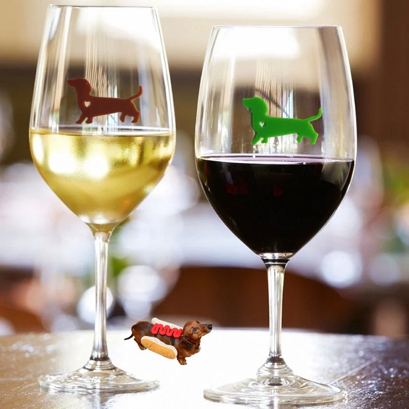 New design  sausage dog dachshund dog Wine Glass Charm Markers