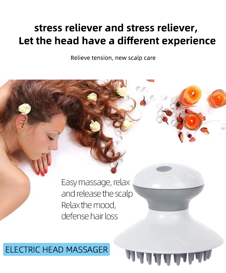 2-1 Waterproof Vibration Portable Kneading Scalp Head Neck Relief Anti-Stress Electric Head Washing & Massager