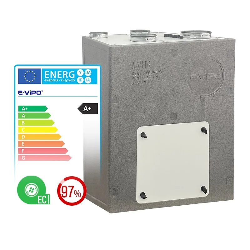 E-VIPO Energy Saving ERV Ventilation Wall HVAC System Recuperator Air Bypass HRV Heat Recovery Ventilation System