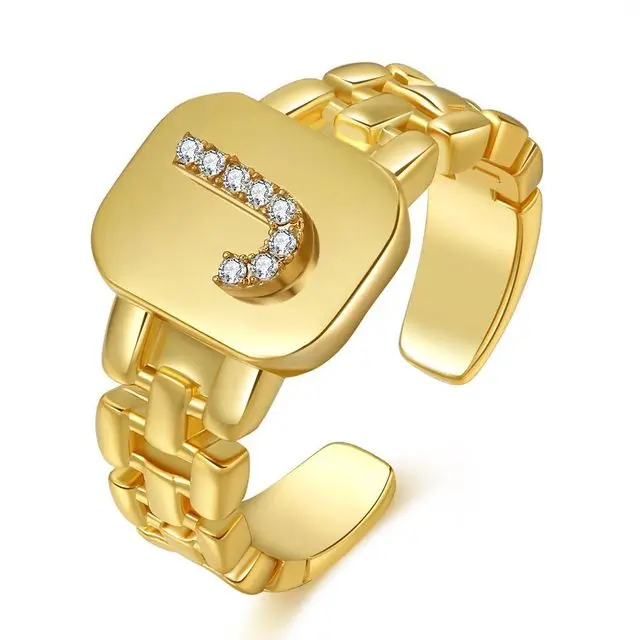 
The blogger has the same ring letter series with real gold-plated jewelry strap design opening colorful couple letter ring 