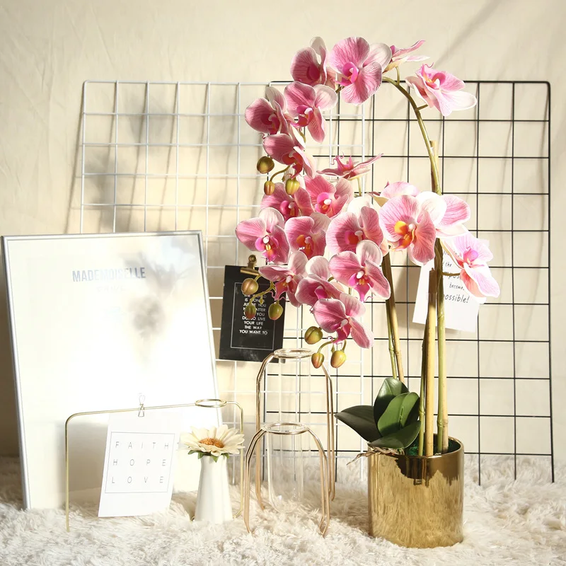 L2291 Цветы бабочки Cymbidium оптом 2 головки орхидеи длинный стебель реальный ощущение искусственная Орхидея латекс для домашнего свадебного декора