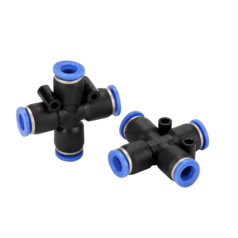 PZA 4 way Cross one touch push in connector 4mm 6mm 8mm 10mm 12mm plastic fitting pneumatic tube air fitting