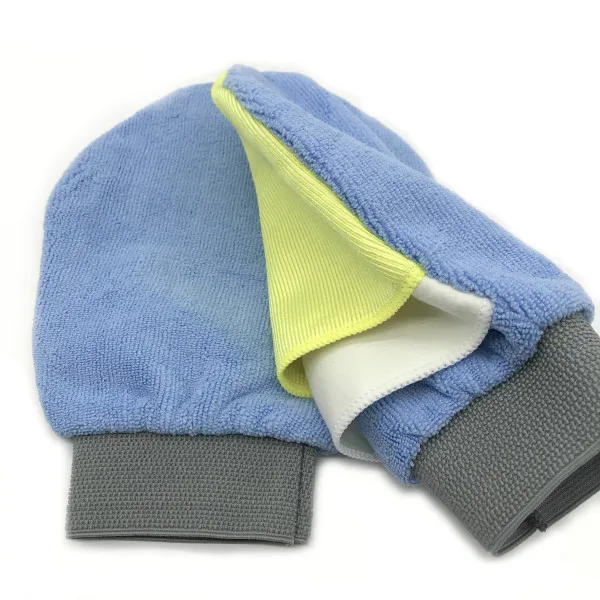 3W1 microfiber mitt multifunctional car clean mitt wax polishing microfibre mitt