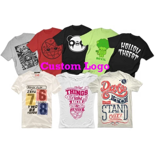 Oem 100% Cotton Mens Tshirt Puff Dtg Print Tee Logo T-shirt Silk Screen Printing Graphic Custom T Shirt