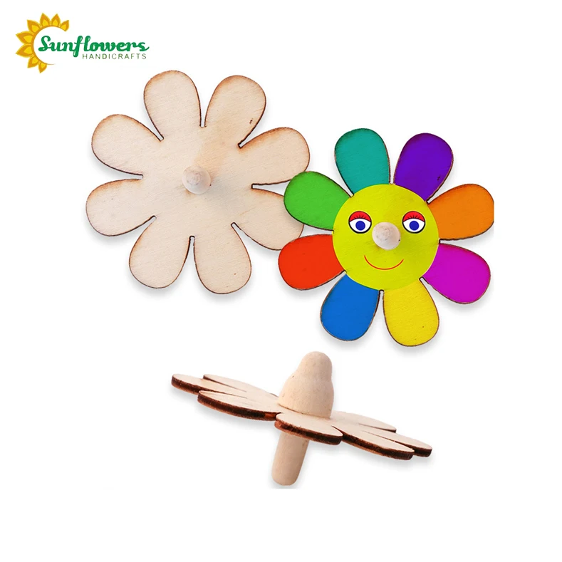 Kids DIY Painting Family Play Toys Wooden Spinning Top for DIY crafts projects