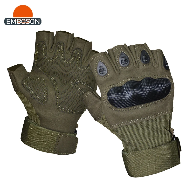 Soft Suede Hard Shell Fingerless Tactic Gloves Work Gloves Safety Gloves