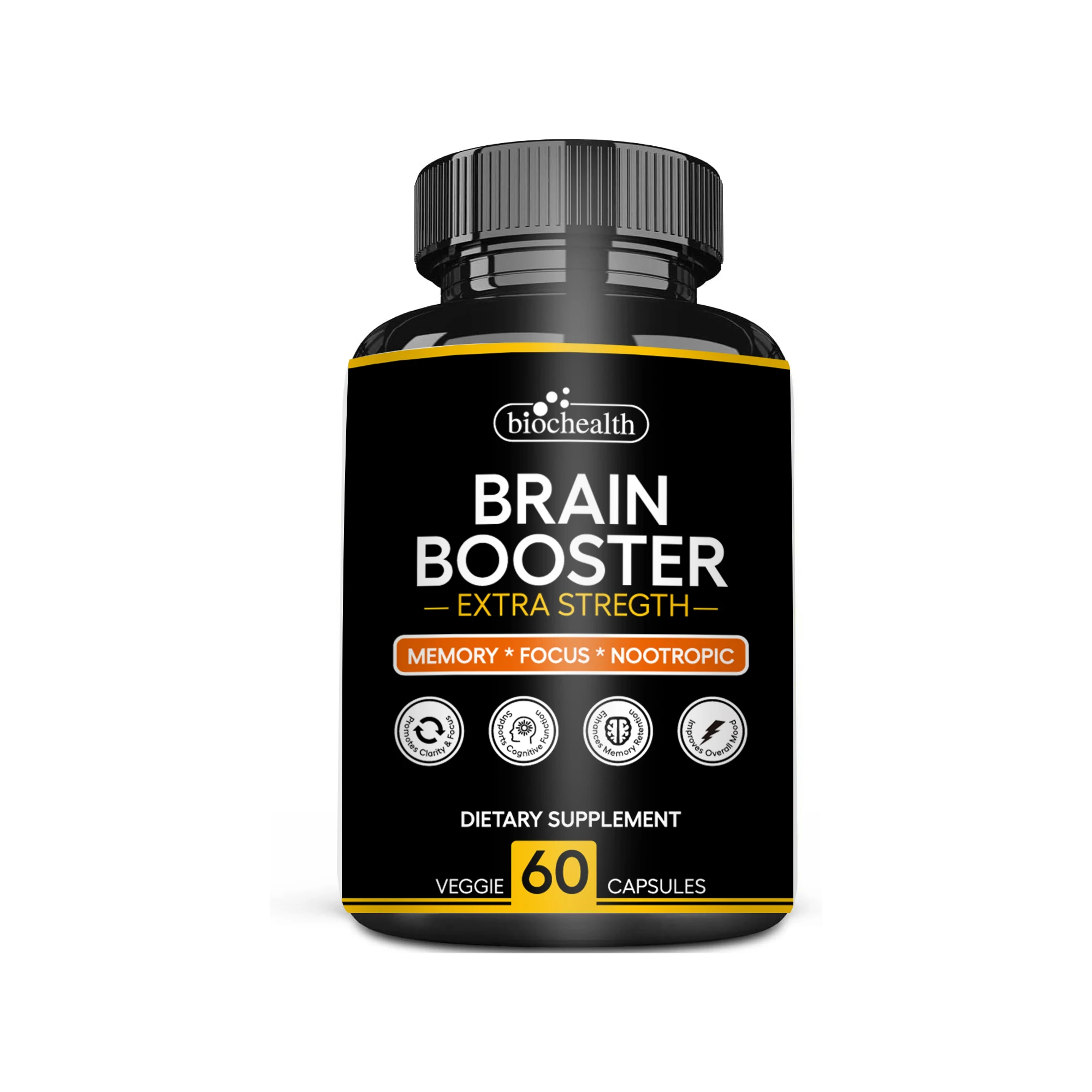 Biocaro OEM/ODM Alpha Brain Capsule L Theanine Focus Concentration Improve Memory Nootropic Capsules Brain Supplement