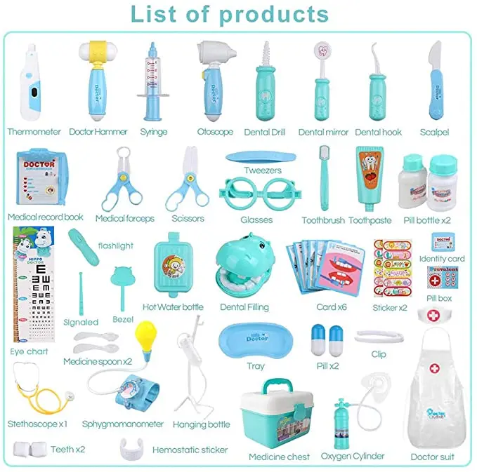Докторские наборы 48 шт. Детский комплект медицинских чехлов для переноски игрушки набор докторских игрушек детей