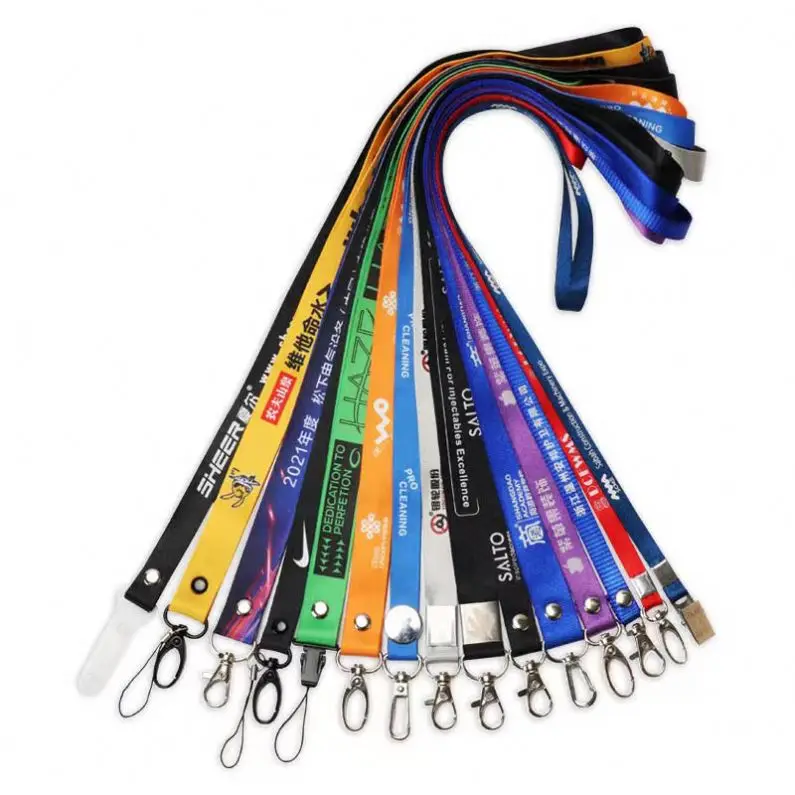 Custom logo printed sublimation strap wrist polyester keychain lanyard short key chain lanyards