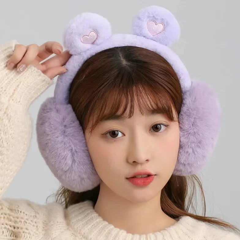 New autumn and winter warm  earmuff for teddy bears foldable non-adjustable anti cold cartoon solid color  earmuffs for adults