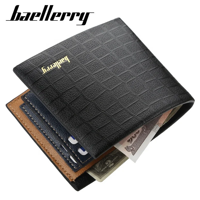 Baellerry Vintage Crocodile Pattern Card Wallet Simple Male Short Purse