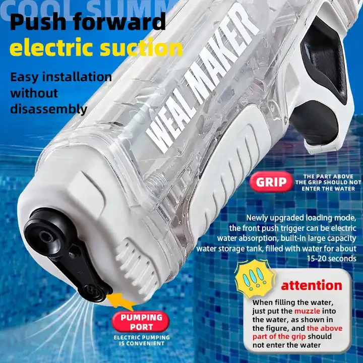 ToyHome Electric Burst Water Gun Cool Outdoor Strong Power Driving Suction Gun High Capacity Water Gun Toys For Parents Children