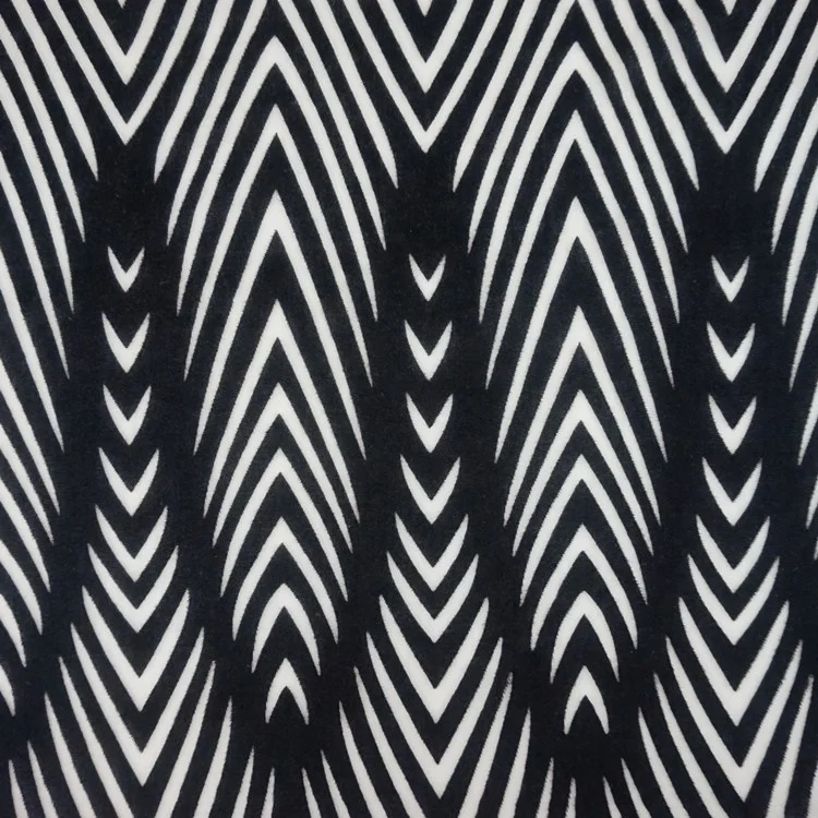 Горячий стиль Черный волны полиэстер жаккард бархат ткань для свадебного платья