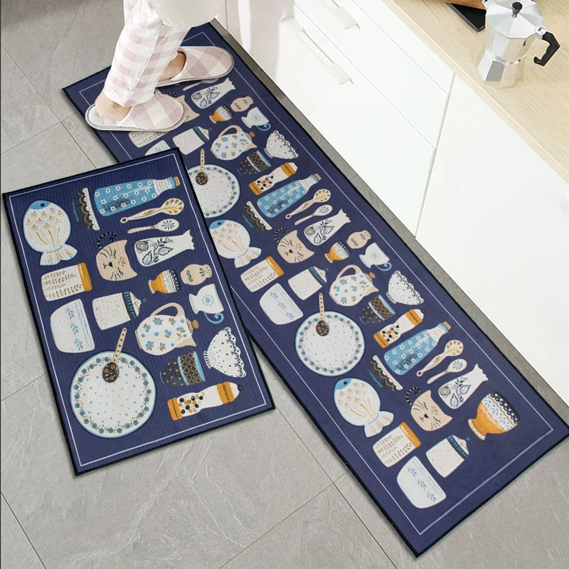 Printed Anti Fatigue Easy Wash Multi-use Custom Floor rugs Pvc kitchen Mat
