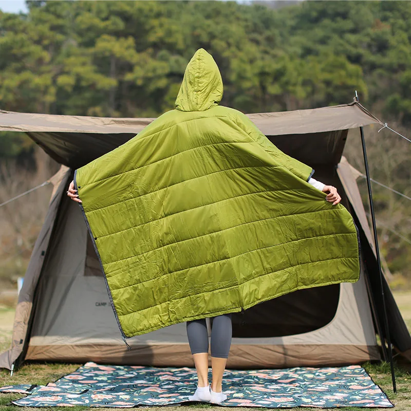 Winter Poncho Portable Water-Resistant Wearable Cloak Cape Sleeping Bag Camping Sleeping Bag
