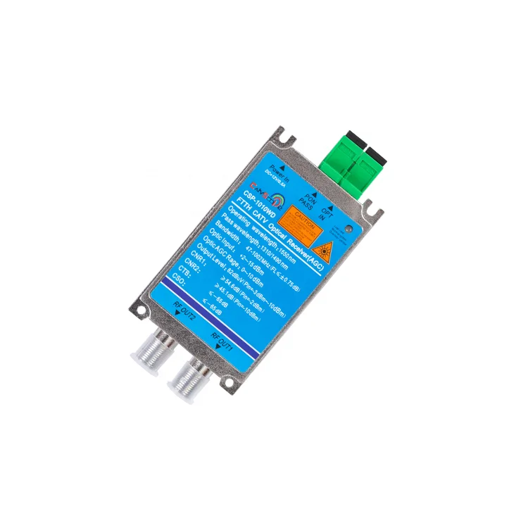 FTTH Catvscope 1550nm Wavelength Cable TV Indoor Micro Fiber Optical Receiver With WDM Two Optical Inputs 2 RF Outputs