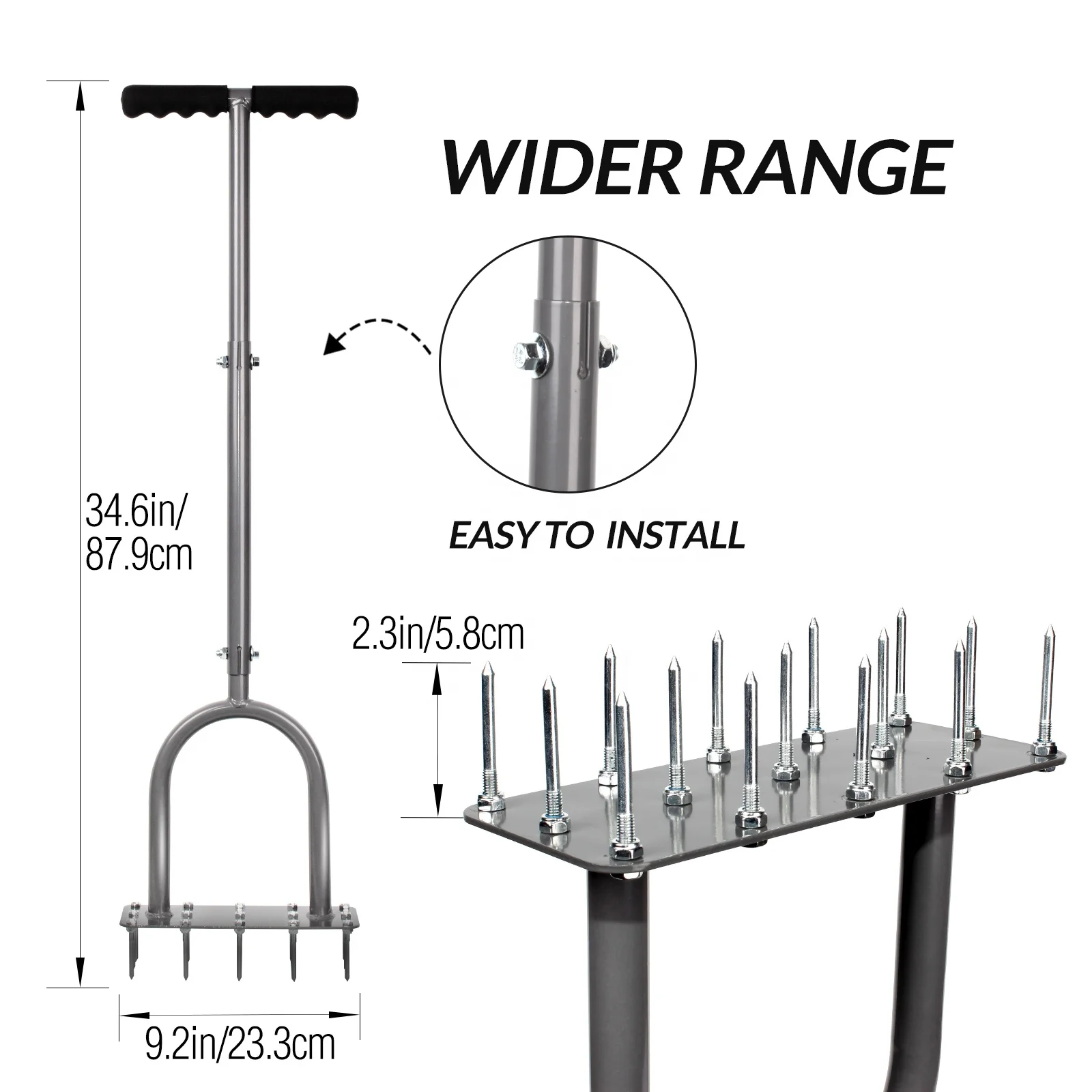 Buy-wish Manual Steel Grass Spikes Tools for Coring Aerating with 15 nails Lawn Yard Care Loosening Soil Metal Lawn Core Aerator