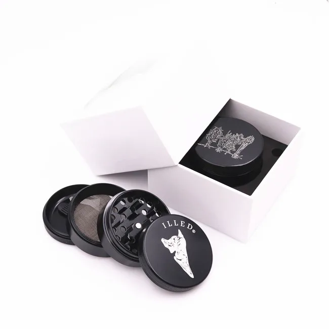 customized high quality 4 layer Smoking Tobacco Grinder ceramic paint and rubber paint metal aluminium alloy herb grinder