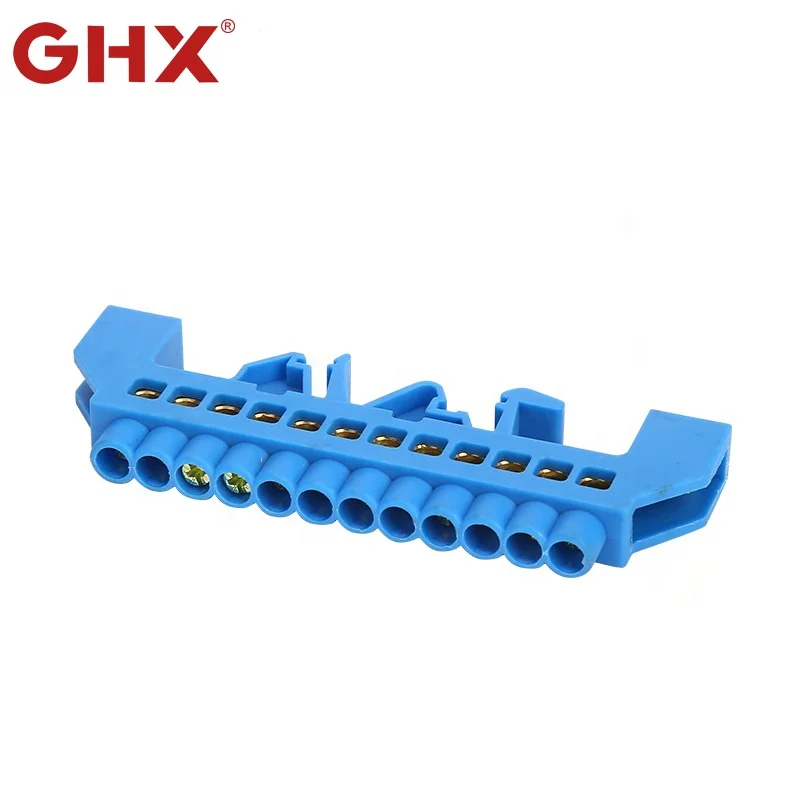 YL-008 Natural Screw Blue Din Rail Mounted Terminal  12P  With Full Plastic