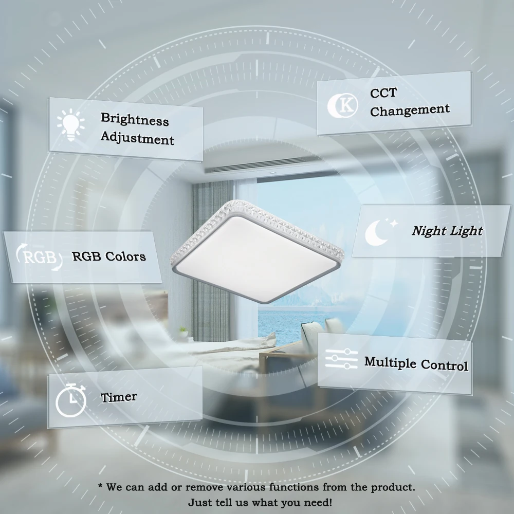 Industrial 3CCT Various Specifications Square Dimmable Pop Crystal Flush Mount Hotel Home Bedroom Corridor Led Ceiling Lights