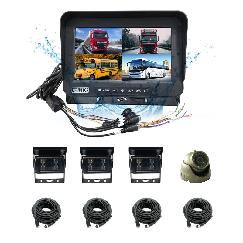 Новый IP69 водонепроницаемый 4CH 8CH сплит-монитор DVR обратная/резервная камера туристический автобус вилочный погрузчик парковка монитор Разделенный экран