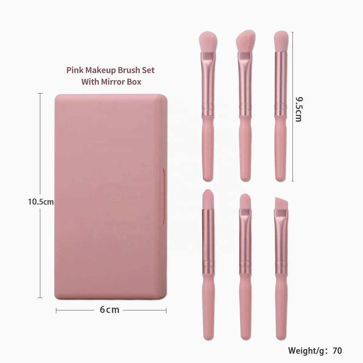 6 Pieces Eyeshadow Concealer Liner Lip Blue Wood Eye Brow Cute Designer Vegan Wholesale Pink Brushes For Make Up With Mirror Box