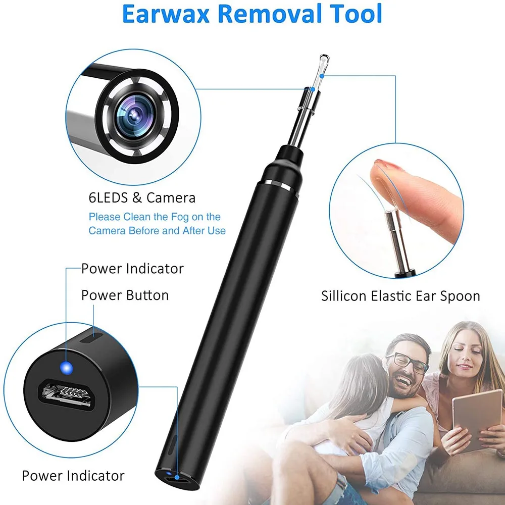 WiFi 1080P Ear Otoscope Inspection Endoscope Camera With Ear Wax Removal Wireless Endoscope Earwax Removal Tool PQ353