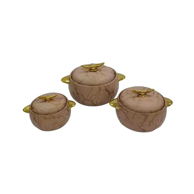 Heat preservation 3pcs set food storage container set for cookware painting & Film covering 1L+2L+3.5L food warmer set casserole