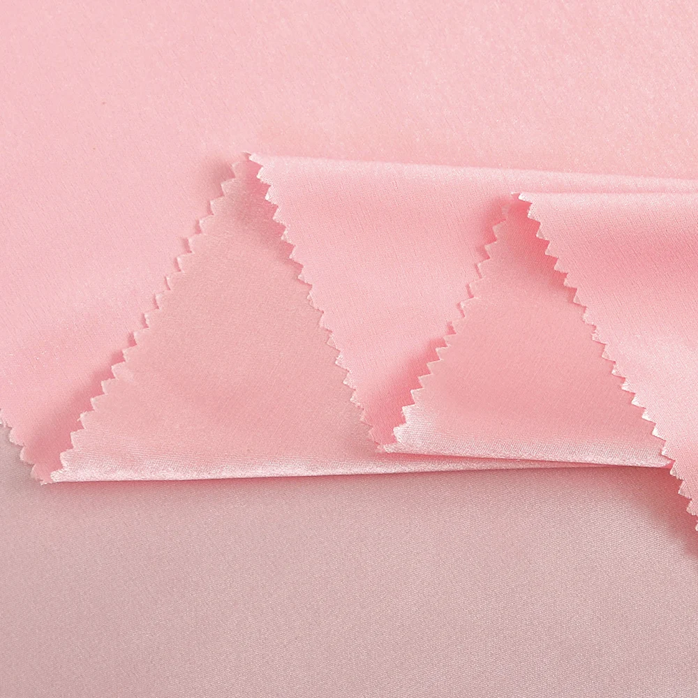 Wholesale free sample high density elastic semi dull satin soft 95 polyester 5 spandex stretch satin fabric for pajamas