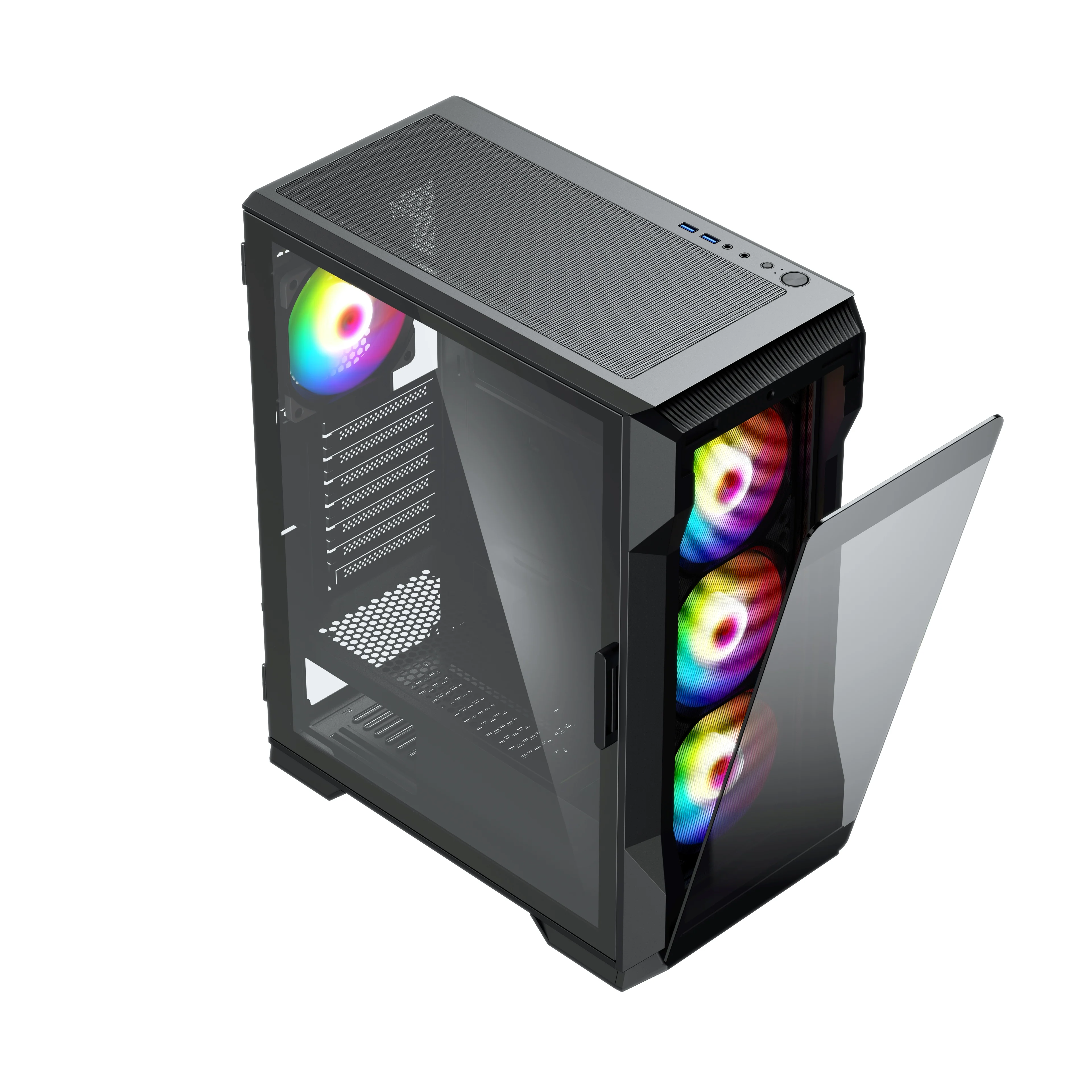 Уникальный дизайн корпус для компьютера ПК с передней панелью игровой со съемным закаленным стеклом в наличии 7 слотов сервер