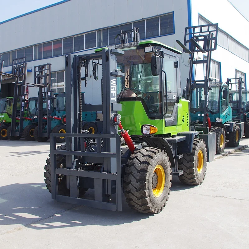 WGFT Discount Diesel Forklift Truck Cheap Non-Slip Off-road Tire 3-6 Ton All Rough Terrain Off-road Fork Lift Forklift
