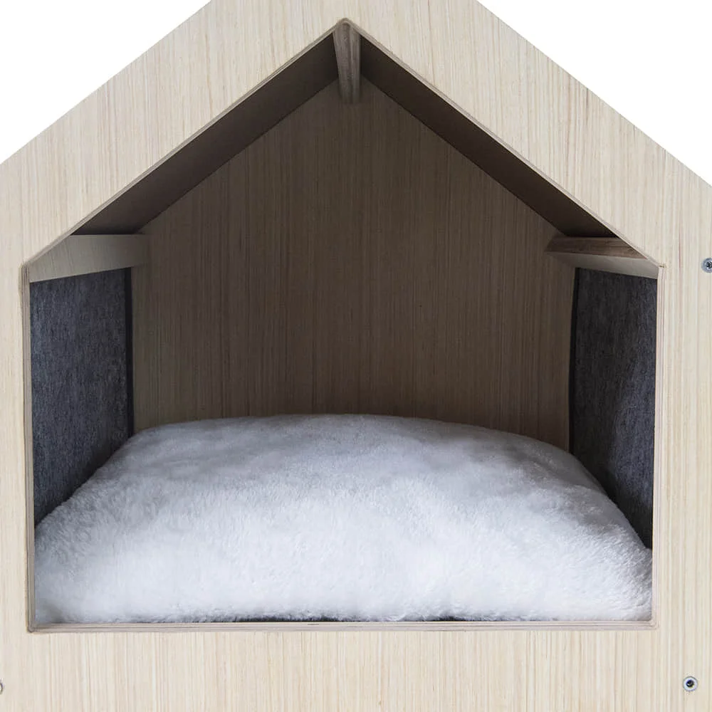 Hot Sale Eco-friendly Wooden Cat Furniture House Indoor Outdoor Pet Dog Bed Cages Warm Cat Cave Condo With Stainless Steel Bowls