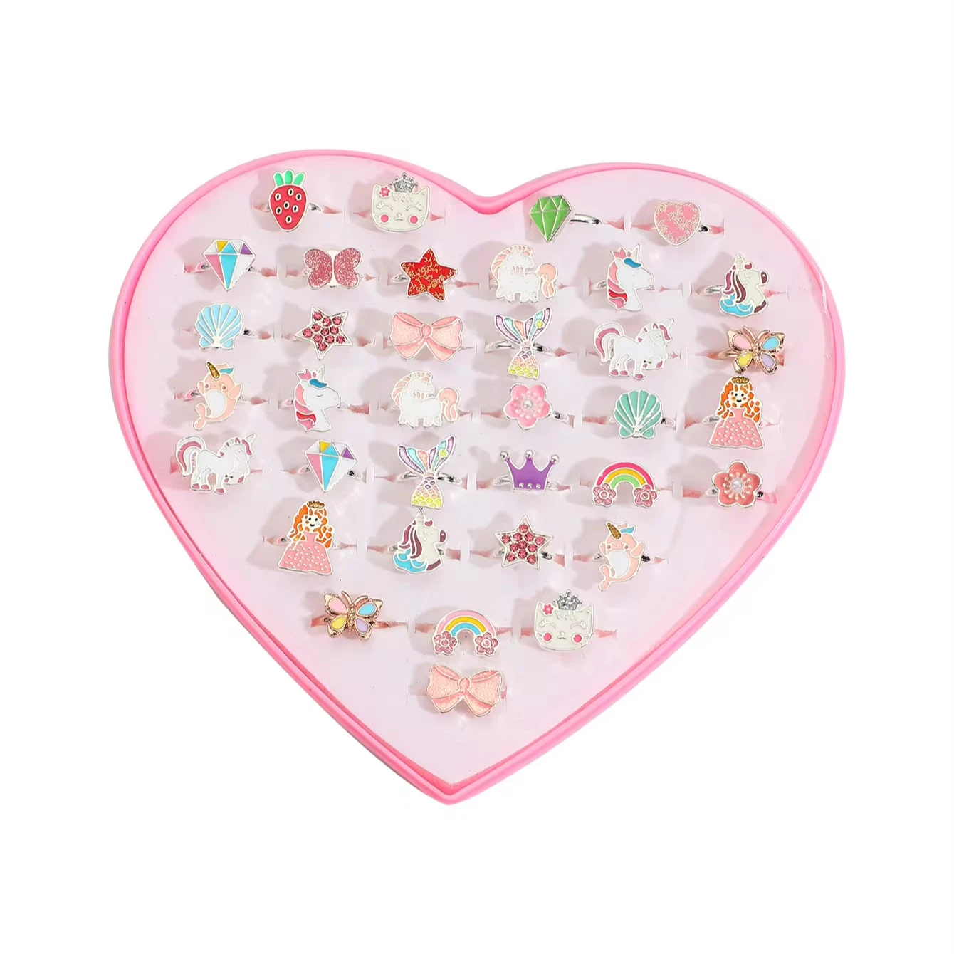 Stars Butterfly flowers Ring for Girls Cute Children Kids Jewelry Ring Good Quality Crystal Animal Rings Set For Girls