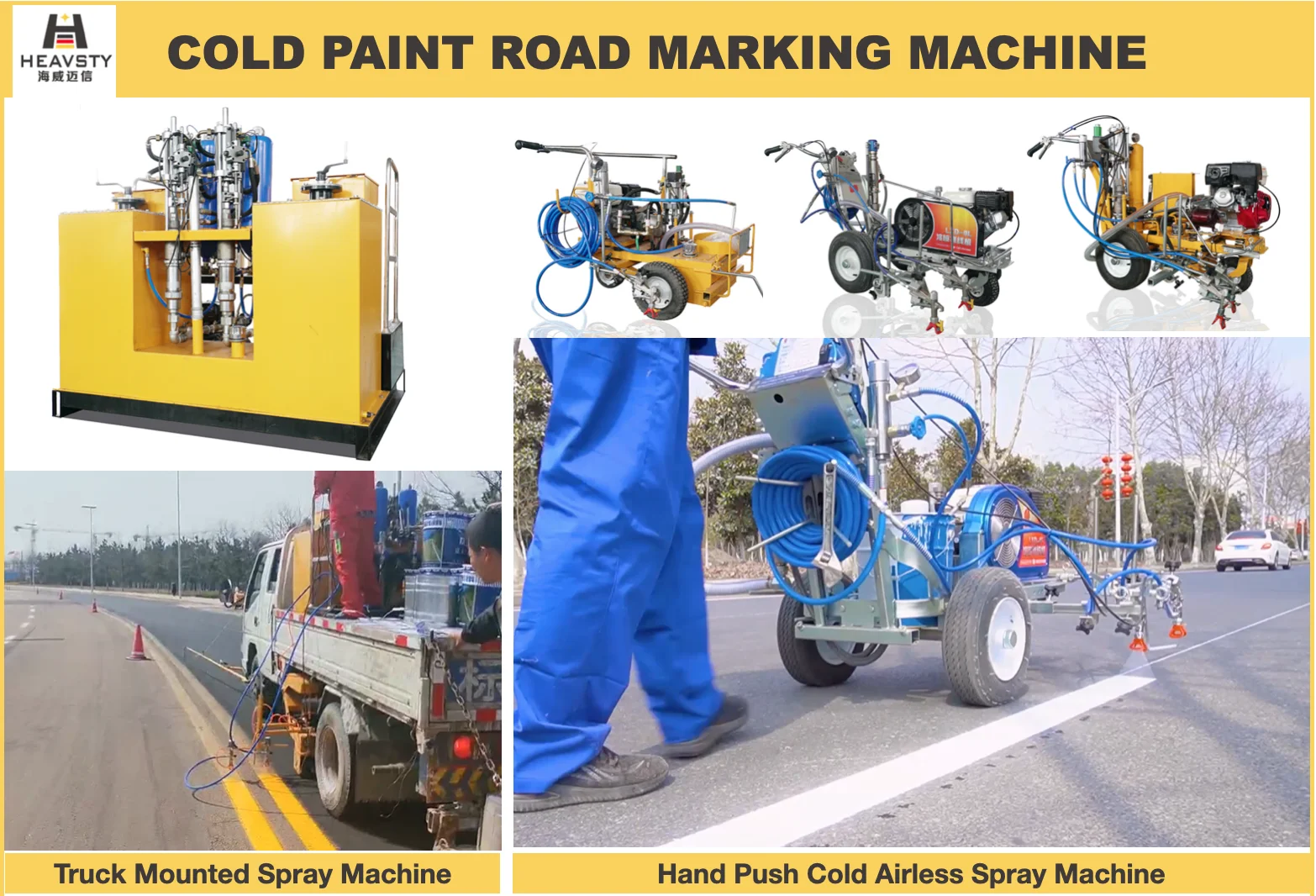 New arrival double pump four nozzles cold applied airless stripper automatic paint spray gun road marking machine