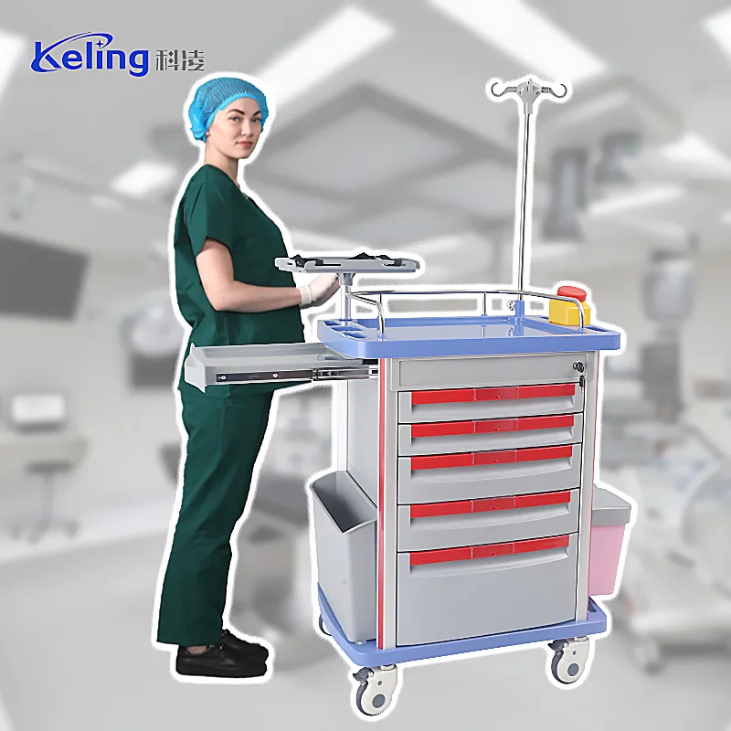 ABS Movable Cart Hospital Emergency Ambulance Cart Medical Devices High Quality Trolley hospital emergency trolley