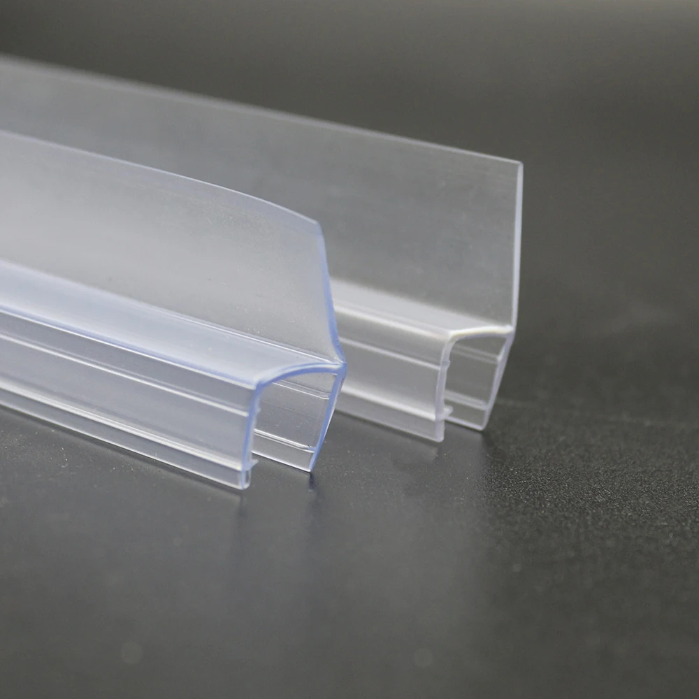 Hot Sale Bathroom Products PVC Plastic Shower Room Sealing Clear Blue for Glass Door Waterproof Bathroom Sealing Strips, 6mm