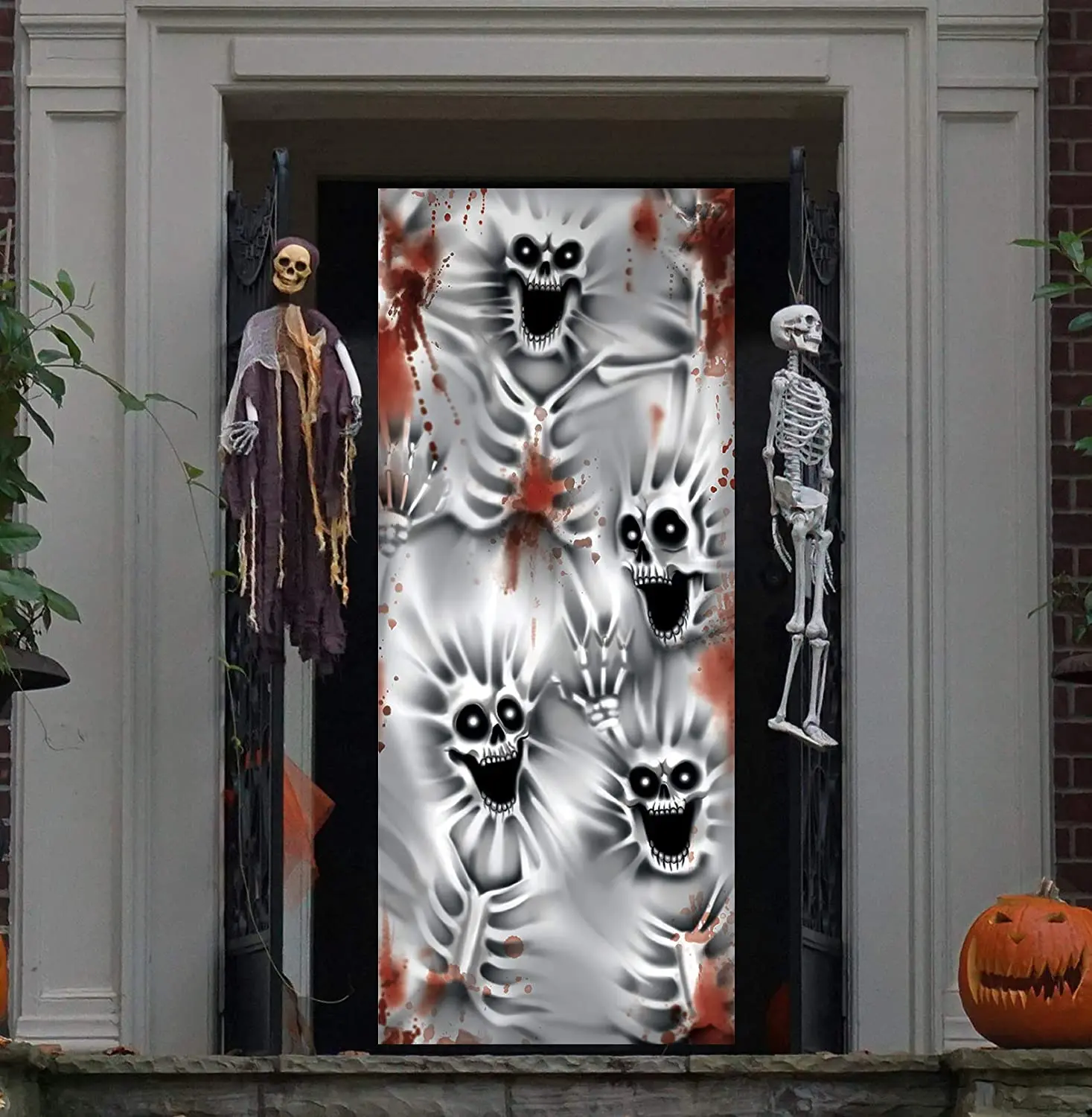 Scary Halloween Event Banner Decoration Waterproof and Biodegradable Door Cover for Halloween Party
