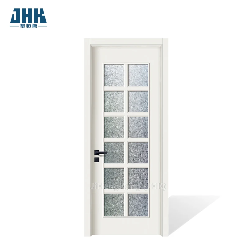 JHK-G22 белая грунтовка гладкая с закаленным морозным стеклом FULL VIEW 12 LITE дешевые стеклянные двери на заказ межкомнатные для дома