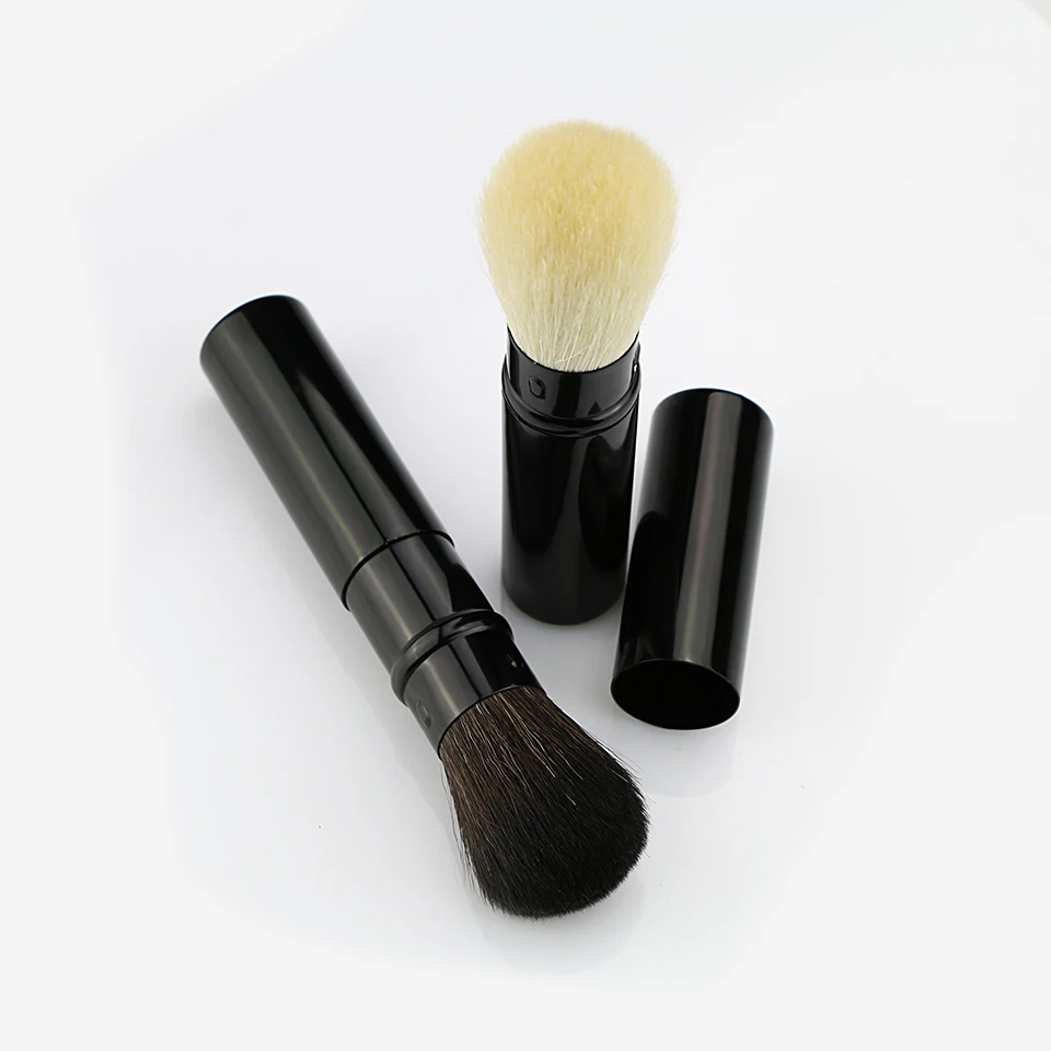 BEILI Retractable Black Kabuki Brush for Liquid Cream Powder Face Makeup with Aluminum Handle Pinceaux Maquillage Professionnel