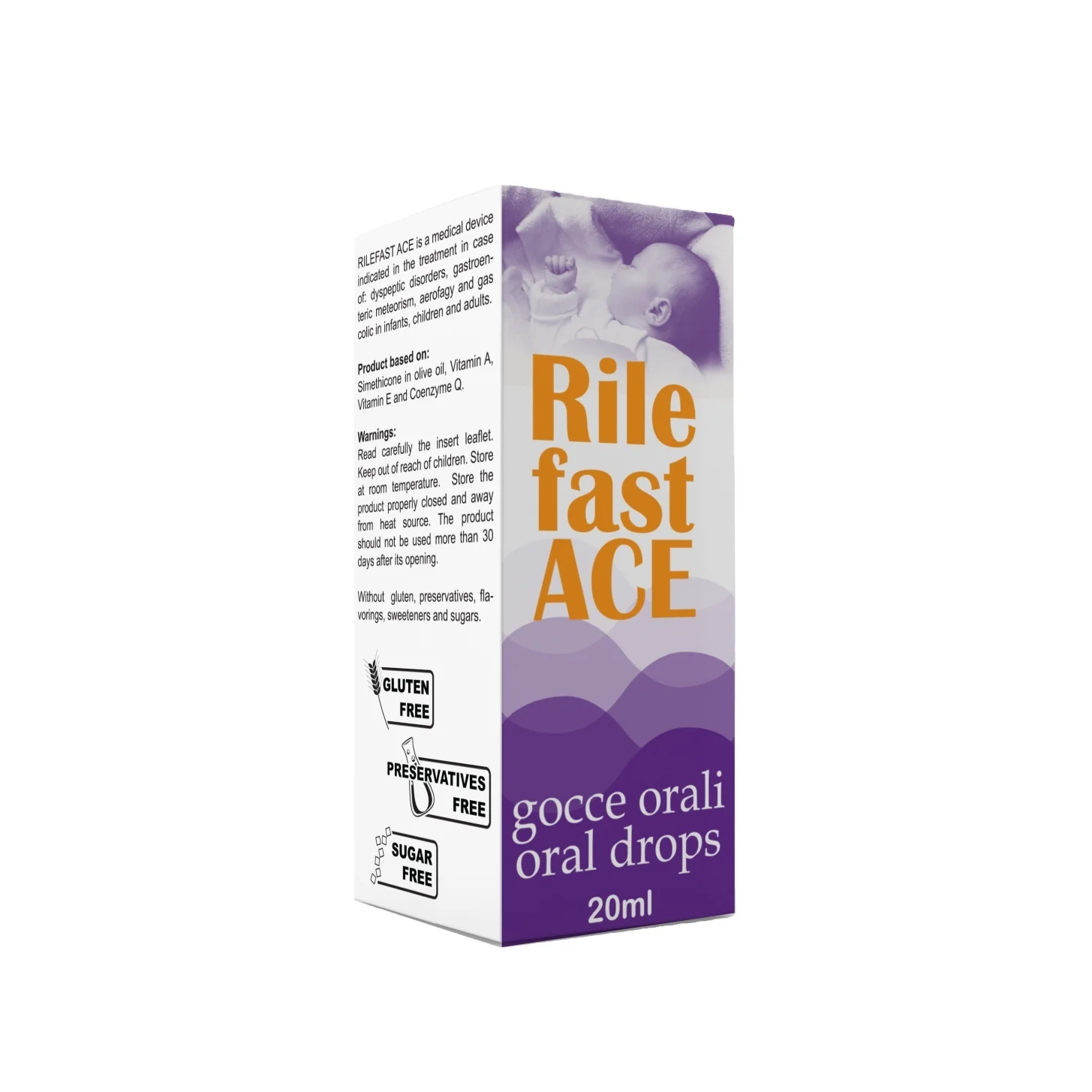 gruppo farmaimpresa (jpharma) hot selling Italian Top Quality Oral Drops with simethicone for meteorism in Children RILEFAST