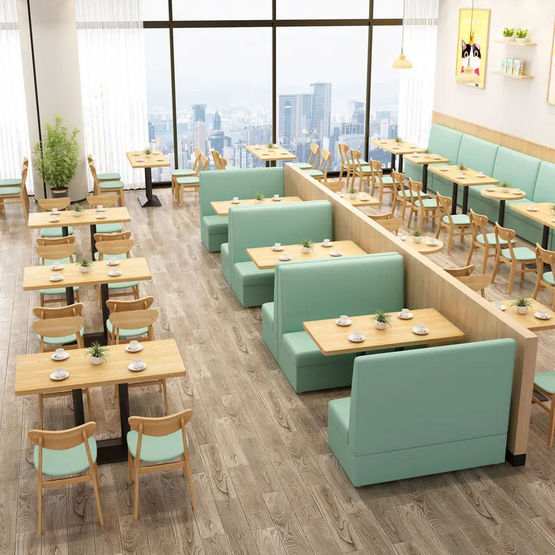 Tea House Card Seat Restaurant Set Snack Hamburger Milk Tea Shop Noodle Hot Pot Shop Comfortable Sofa Combination Table Chair