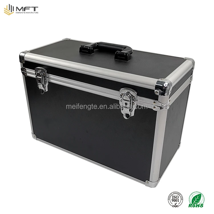 Black MDF Board Aluminum Silver Frame Tool Vertical Case with Customized Foam For Electrical Engineer Tools Storage