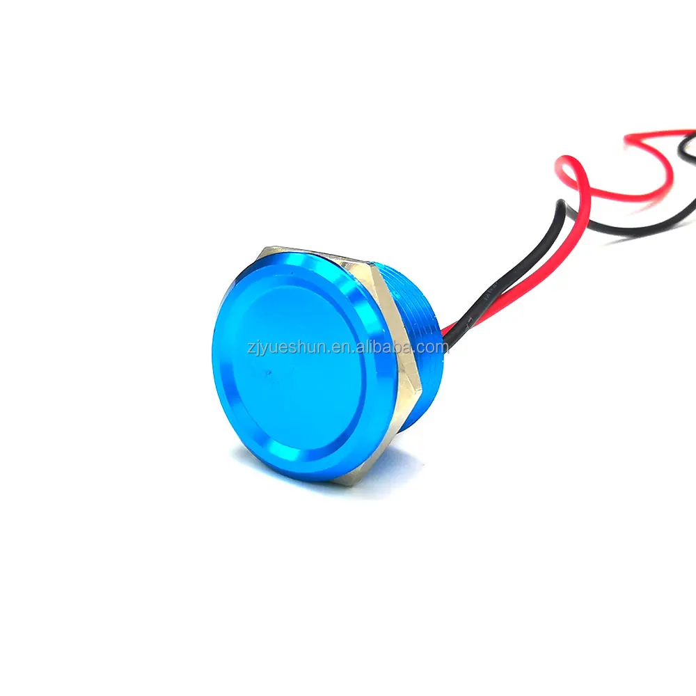 Aluminium Anodize Blue normal open ip68 mechanical push button piezo switches 25mm