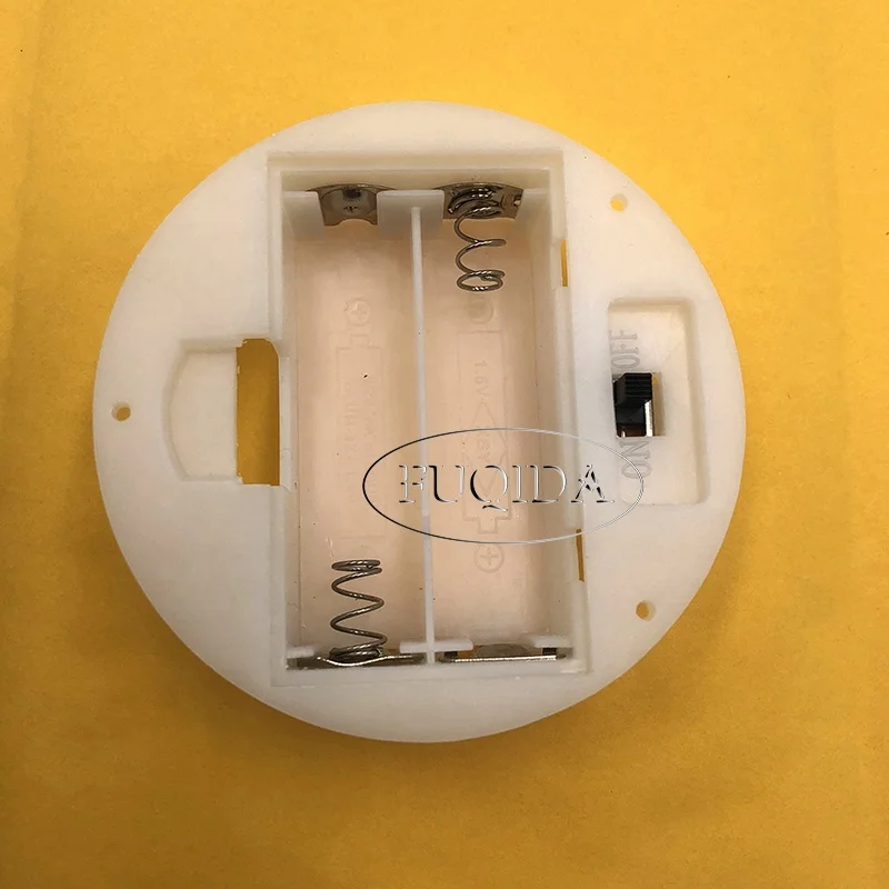 Round Battery Box White 3V 2 Aa Battery Holder Case with Switch Cover