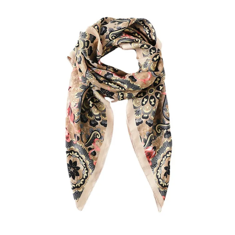 Attractive Style Woman Digital Print Silk Scarf 100% Silk Scarf Custom Print Silk Square Scarf