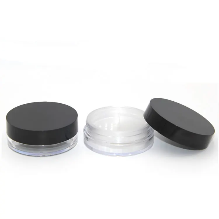 
Chic empty makeup small round container casing plastic highlighter packaging case loose powder jar with rotating sifter 