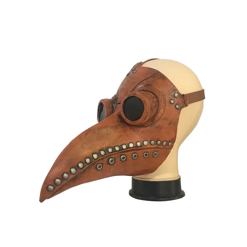 2022 New arrival Halloween cosplay latex black plague doctor crow bird mouth mask for adults