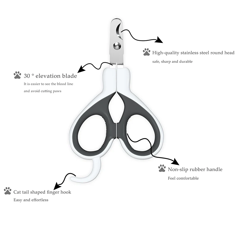 UFBemo Wholesale High Quality Grey Humanized Design Stainless Steel Pet Nail Scissors