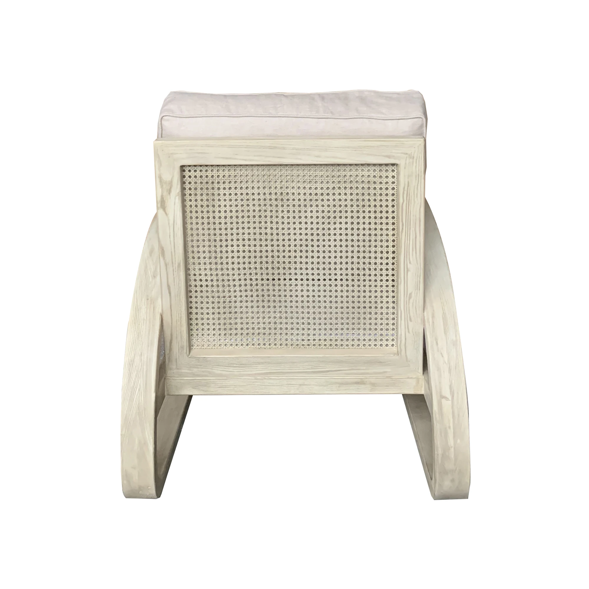 French Style Furniture Hand Carved Wooden Armchair Ash Frame Cane Seat and Back Chaise Lounge Leisure Chair with Cushions